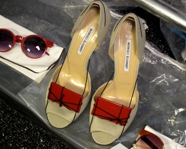 customized Manolos, complete with Carolina Herrera "plaques" customized Manolos, complete with Carolina Herrera "plaques"
