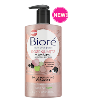 Bioré Rose Quartz + Charcoal Daily Purifying Cleanser 