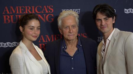 Michael Douglas with son Dylan and daughter Carys at special America's Burning screening of 