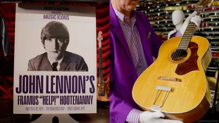 John Lennon acoustic guitar auctioned off for a record breaking $2.9 million