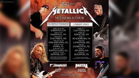Metallica extends their ongoing “M72” world tour, adding stops in 14 different North American cities through June