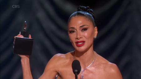 Nicole Scherzinger wins for Best Leading Actress in a Musical for her Broadway debut role in Sunset Blvd at the 78th annual Tony Awards