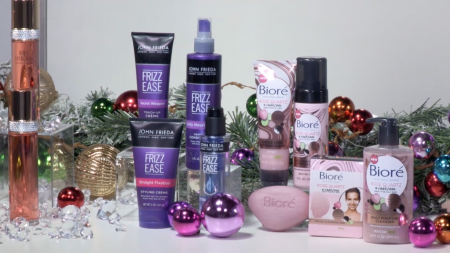 beauty buys, holiday glam, Curél Dry Skin Therapy Hydra Silk Moisturizer, Curél Dry Skin Therapy Itch Defense Hydra Silk Moisturizer, Bioré Rose Quartz + Charcoal Daily Purifying Cleanser, Bioré Rose Quartz + Charcoal Gentle Marshmallow Foam Cleanser, Bioré Rose Quartz + Charcoal Gentle Pore Refining Scrub, Bioré Rose Quartz + Charcoal Facial Cleansing Bar, Frizz Ease Extra Strength Serum, Frizz Ease Secret Weapon Touch-Up Crème, Frizz Ease Straight Fixation Styling Crème, Frizz Ease Daily Nourishment Leave