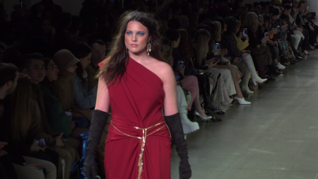 Tadashi Shoji, new york fashion week, Fall 2020, nyfw, fashion, Arielle Kebbel, Hunter McGrady, Harper's Bazaar, Avril Graham, Japanese designer, eastern designs, lifeminute, lifeminute.tv