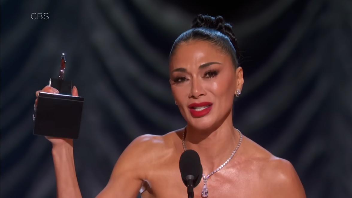 Nicole Scherzinger wins for Best Leading Actress in a Musical for her Broadway debut role in Sunset Blvd at the 78th annual Tony Awards