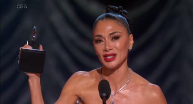 Nicole Scherzinger wins for Best Leading Actress in a Musical for her Broadway debut role in Sunset Blvd at the 78th annual Tony Awards