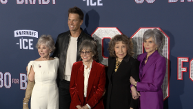 Lily Tomlin Jane Fonda Rita Moreno Sally Field and Tom Brady Say 80 for Brady is All About Friendship and Football at LA Premiere
