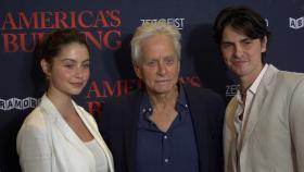 Michael Douglas with son Dylan and daughter Carys at special America's Burning screening of 