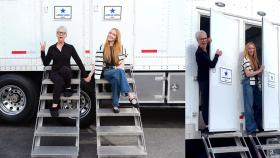 Freaky Friday cast members Jamie Lee Curtis and Lindsay Lohan reunite on set as production for sequel is officially underway