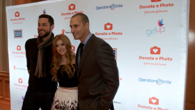 Zachary Levi Nigel Barker and Katherine McNamara Team up with DonateaPhoto at Times Square Season of Giving Kick off