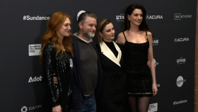 Anne Hathaway Thomasin McKenzie Shea Whigham and Marin Ireland at Premiere of Psychological Thriller Eileen at Sundance Film Festival